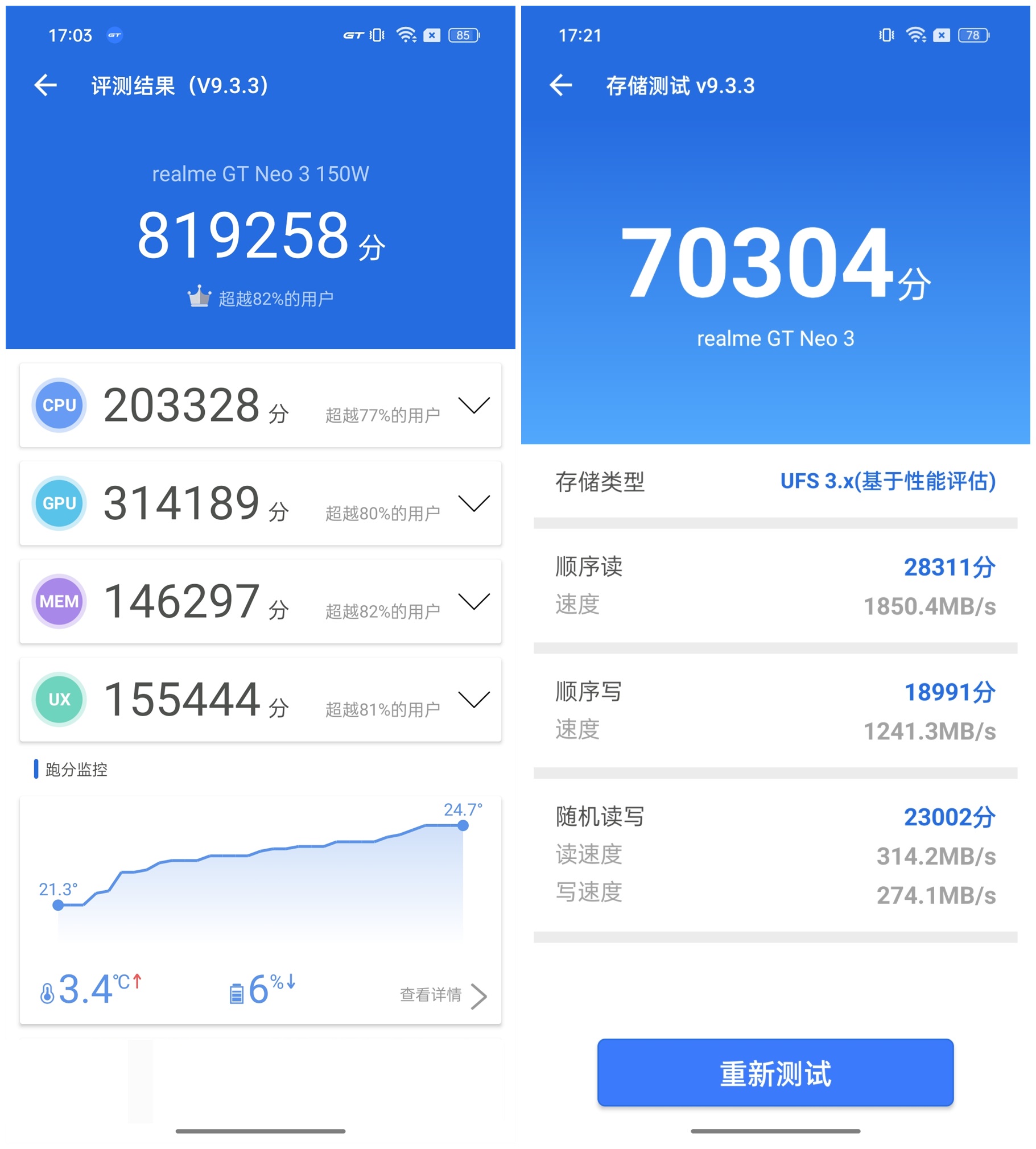 realme GT Neo3评测：天玑8100配独显 1999元所向披靡