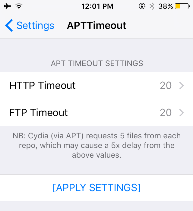 插件APTTimeout ：帮你解决 Cydia 刷新超时问题