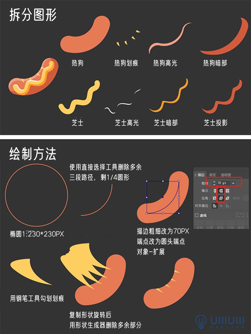 AI教程！从0开始学习绘制扁平风格美食插画