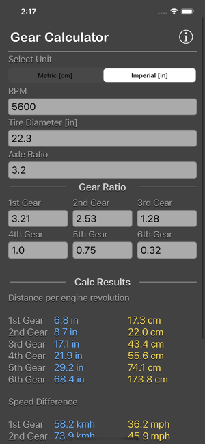 齿轮速度计算器iPhone版截图5
