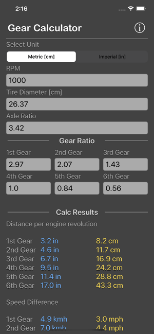 齿轮速度计算器iPhone版截图1