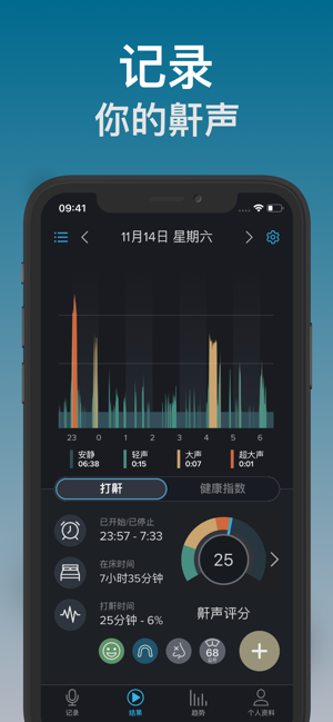 鼾声分析器:记录你的鼾声(SnoreLab)iPhone版截图1