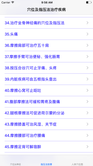 人体穴位图与指压法按摩治疗疾病iPhone版截图1