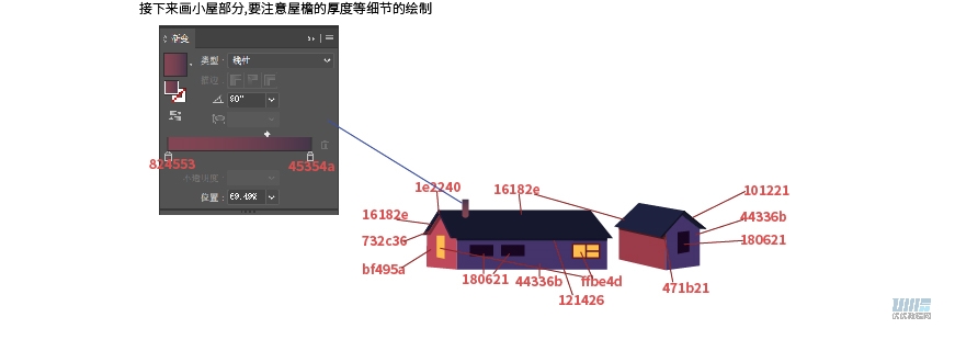 AI+PS+AE教程！雨天的河边小屋噪点场景绘制过程