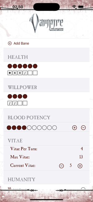 V:tR 2e Character SheetiPhone版截图3