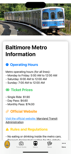 Baltimore Guide and Subway mapiPhone版截图4